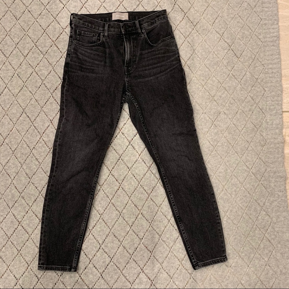 Everlane High Rise Skinny Ankle Washed Black -28